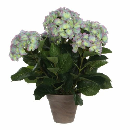 Mica Decorations Hortensia Kunstplant in Bloempot Stan - H45 x Ø45 cm - Groen