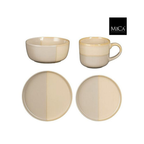 Mica Decorations Servies Ozzu - 28.5x28x32 cm - Aardewerk - Grijs