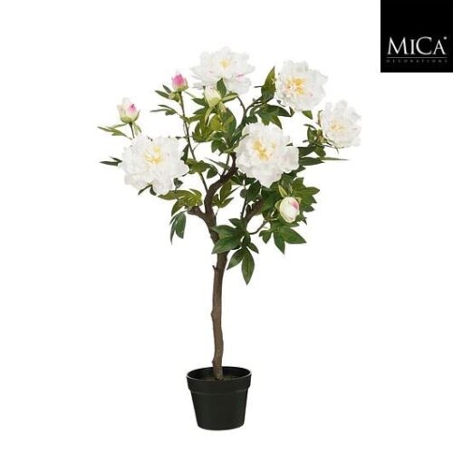 Mica Decorations Kunstbloem Pioen - 40 x 50 x 96 cm - Wit