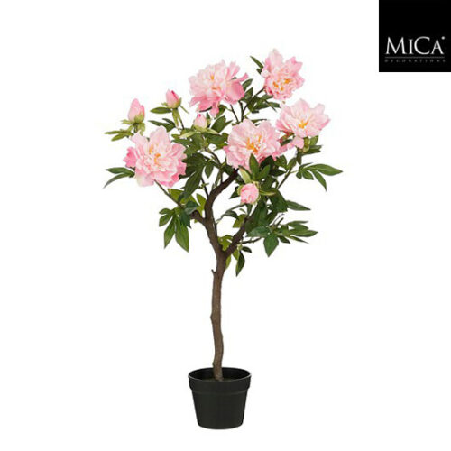 Mica Decorations Pioen in pot - Kunstplant - 40 x 50 x 96 cm - Roze